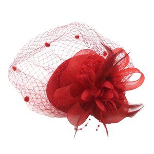 9784 Women's Fascinators Hat,veil Feather Hair Clip,vintage Flower Mesh